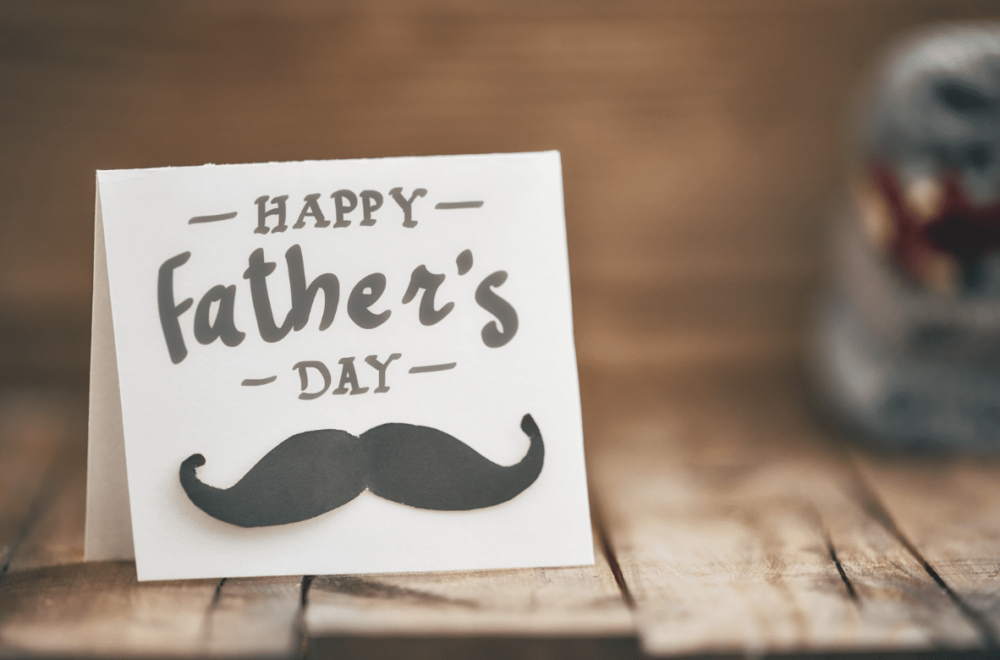 handwritten father's day card with mustache